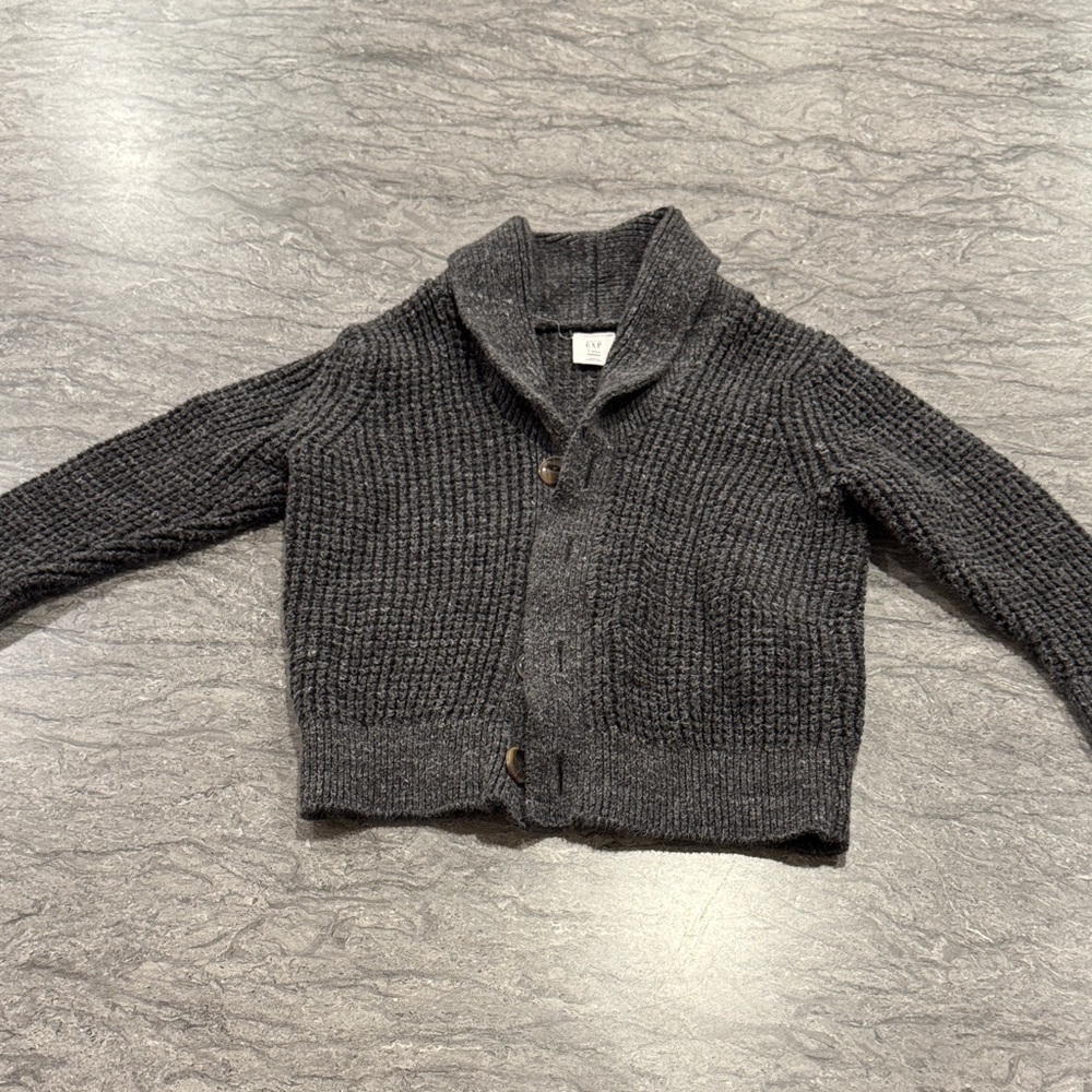 GAP Charcoal Knit Kids Cardigan